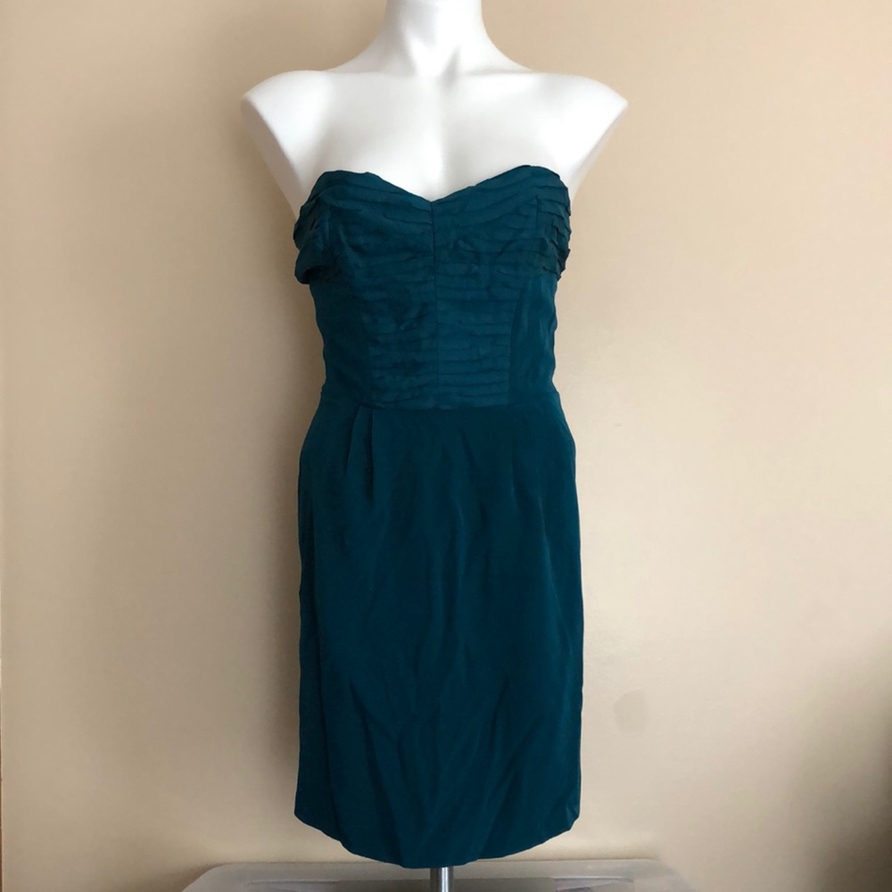 Rebecca Minkoff Teal Pleated Bustier Dress